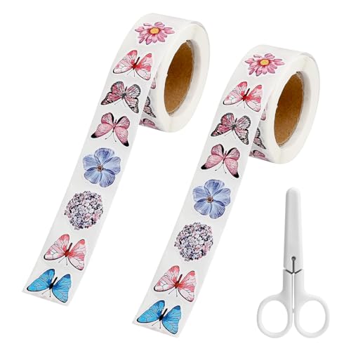 KQDRAVINE 1000 Auf Blumen Sticker Rolle & Schmetterling Aufkleber mit Schere, Sticker Blumen Schmetterling Stickerrolle für Sammelalben Umschläge, DIY Handwerk Scrapbooking, Dekorative Geschenke KQDRAVINE 1000 Auf Blumen Sticker Rolle & Schmetterling Aufkleber mit Schere, Sticker Blumen Schmetterling Stickerrolle für Sammelalben Umschläge, DIY Handwerk Scrapbooking, Dekorative Geschenke von KQDRAVINE