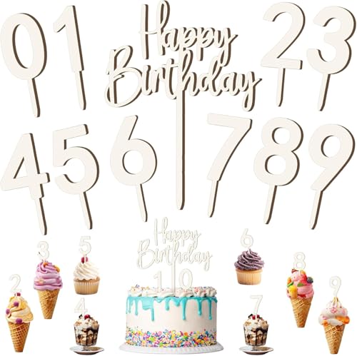 KQDRAVINE 11 Tortendeko Geburtstag, Holzzahlen 0–9, Happy Birthday Cake Topper,Holztortendekorationen, geeignet für Geburtstagsfeiern von Mädchen, Jungen, Frauen und Männern, Hochzeiten und Jubiläen KQDRAVINE 11 Tortendeko Geburtstag, Holzzahlen 0–9, Happy Birthday Cake Topper,Holztortendekorationen, geeignet für Geburtstagsfeiern von Mädchen, Jungen, Frauen und Männern, Hochzeiten und Jubiläen von KQDRAVINE