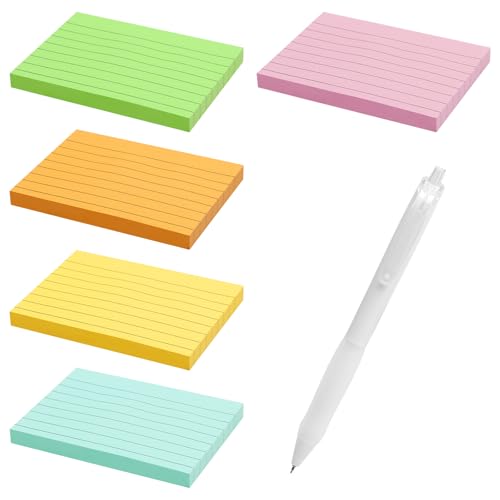 KQDRAVINE 500 Stück A7-Karteikarten, 7,4 x 10,5 cm Linierte Karteikarten Bunt, Farbige Lernkarten, Geeignet für Buchhaltung, Notizen, Vokabeln Lernen (5 Farben pro Packung) von KQDRAVINE