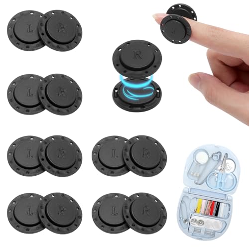 KQDRAVINE 6 Paar Magnetknöpfe, Druckknöpfe zum Annähen, Taschenverschluss Nähzubehör, Magnete zum Einnähen, Magnetverschluss Kit mit Nähset für DIY Kleidung Taschen Rucksack Reisen (26mm) von KQDRAVINE