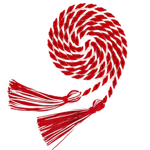 Abschlusskordel, Kordeln für Abschlussfeier 2025, Ehrenschnur, Rot und Weiß, Abschlusskordel 170,2 cm, Polyester-Garn, Ehrenkordel mit Quaste, Abschlussseile, Kordeln für Junggesellenkleid, Abschlusskordel, Kordeln für Abschlussfeier 2025, Ehrenschnur, Rot und Weiß, Abschlusskordel 170,2 cm, Polyester-Garn, Ehrenkordel mit Quaste, Abschlussseile, Kordeln für Junggesellenkleid, von KQNBI