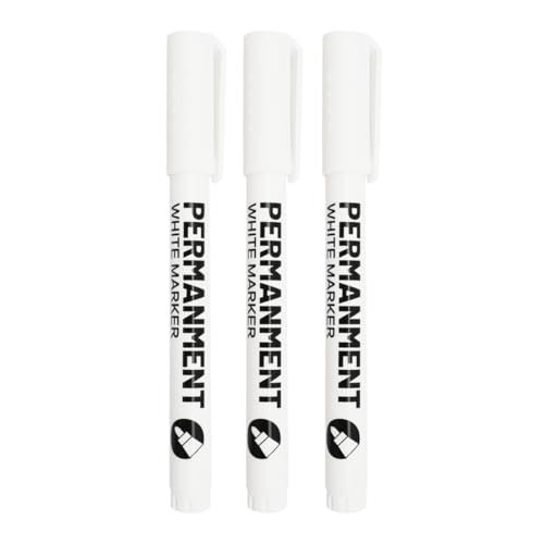 KQOZG 3 Stück Permanent Marker, Wasserfest und Schnell Trocknender, für Steine, Keramik, Holz, Papier, Glas, Stoff, Metall, Leinwand (2,0 mm Fadenbreite) (Weiß) von KQOZG
