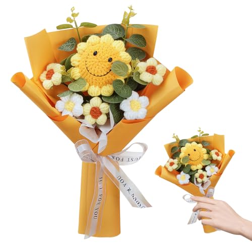 KQWVZ Häkelblumen Blumenstrauß, Handgemachte gehäkelte Sonnenblume, gestrickte Lächeln Sonnenblume, Häkelblumen Kit, für Muttertag, Geburtstag, Valentinstag, Hochzeit, Abschlussfeier, Jubiläum KQWVZ Häkelblumen Blumenstrauß, Handgemachte gehäkelte Sonnenblume, gestrickte Lächeln Sonnenblume, Häkelblumen Kit, für Muttertag, Geburtstag, Valentinstag, Hochzeit, Abschlussfeier, Jubiläum von KQWVZ