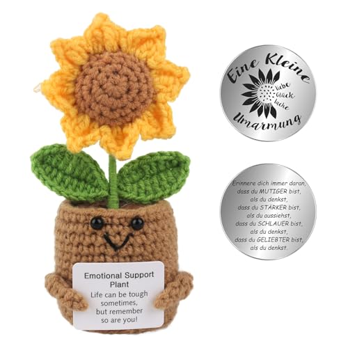 KQWVZ Pocket Hug Positive Sonnenblume, Positive Potato Und Glücksbringer(Silber), Emotional Support, Positive Kartoffel, Mutmacher Geschenk, Gute Besserung Geschenk,Geburtstagsgeschenk von KQWVZ