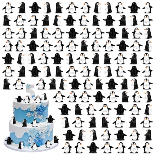Mini-Pinguin-Harz-Figuren, kleine Tiere, Miniatur-Ornamente für Heimdekoration, Kuchendekoration, Bastelarbeiten, 120 Stück von KQYSLXG