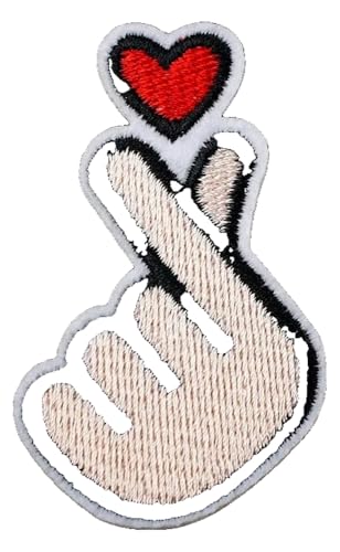 Bestickter Aufbügelflicken zum Aufnähen Liebe Hand 4,2x6,9 cm von KREATIONS