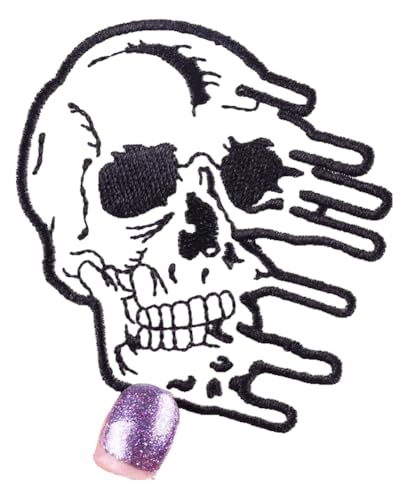 Bestickter Punk Aufbügelflicken Flammen Totenkopf für Kleidung Jacken DIY von KREATIONS