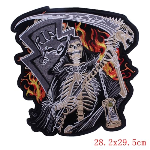 Bestickter Punk Totenkopf Stoffaufnäher zum Aufbügeln von KREATIONS