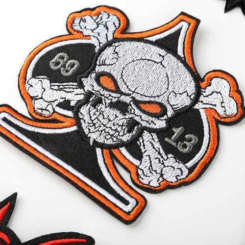 Bestickter Totenkopf Punk-Stil Aufnäher Bügelbild von KREATIONS