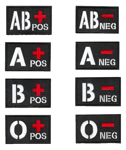 Blutgruppen Aufnäher mit Klett – ABO+ Rotkreuz Abzeichen für Outdoor-Taschen von KREATIONS