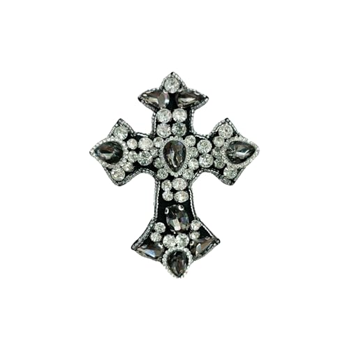 Handbestickte 3D Stoffapplikation im Vintage Kreuz Design mit Strass von KREATIONS