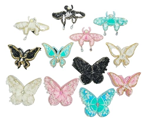Handgemachte Perlen-Schmetterling & Motten-Aufnäher, französisch, für Kleidung Handgemachte Perlen-Schmetterling & Motten-Aufnäher, französisch, für Kleidung von KREATIONS