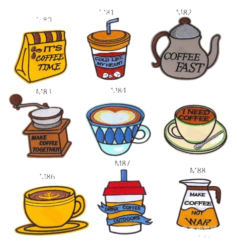 Kaffee Tassen Aufnäher, Retro Stickerei für Kleidung, Kühlschrank, 2 Stück von KREATIONS