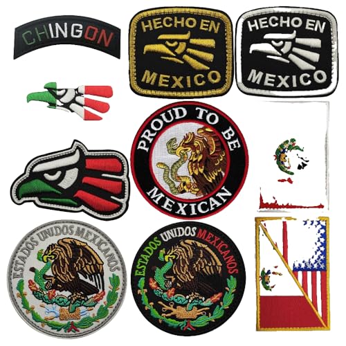 Mexiko Flaggen-Aufnäher Bestickt mit Adler Wappen Klettverschluss Mexiko Flaggen-Aufnäher Bestickt mit Adler Wappen Klettverschluss von KREATIONS
