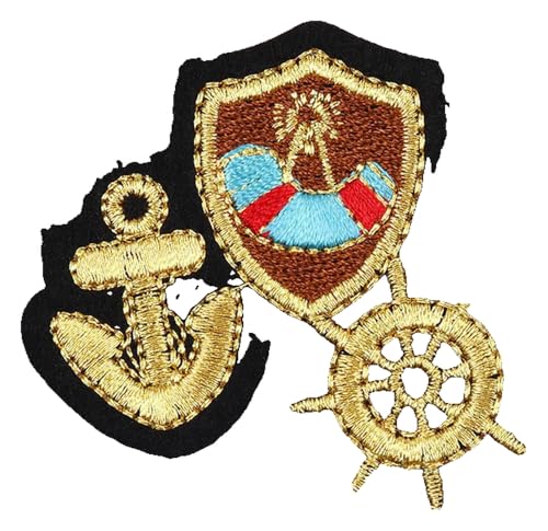 Stoffaufnäher mit Goldfaden, Anker & College-Stil, 2 Stück von KREATIONS