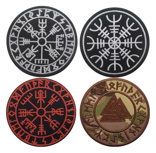 Wikinger Klett-Aufnäher mit Runen Odins Symbol und Vegvisir Wikinger Klett-Aufnäher mit Runen Odins Symbol und Vegvisir von KREATIONS