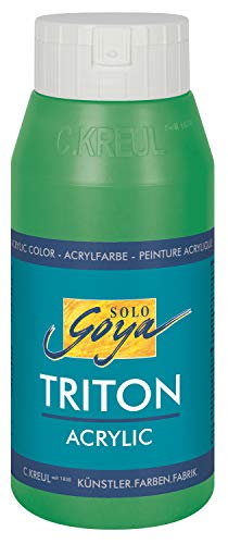 KREUL 17006 - Solo Goya Triton Acrylfarbe permanentgrün, 750 ml Flasche, schnell und matt trocknend, Farbe auf Wasserbasis, in Studioqualität, vielseitig einsetzbar, gut deckend und ergiebig von KREUL