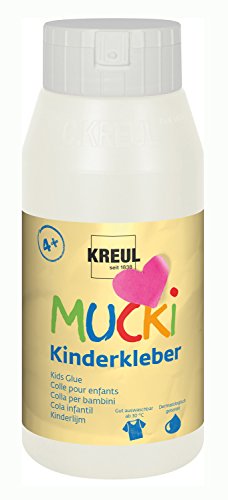 KREUL 24383 - Mucki Kinderkleber, 750 ml Flasche, wasserlöslich, lösemittelfrei, PVC-frei, geruchlos, universell einsetzbar, parabenfrei, glutenfrei, laktosefrei, vegan, auswaschbar, glasklar von Kreul