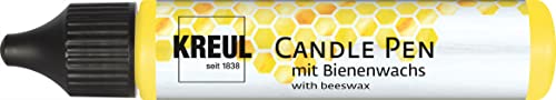 KREUL 49702 - Candle Pen, gelb, 29 ml, Kerzenstift mit feiner Malspitze, Farbe mit Bienenwachs zum Verzieren & Bemalen von Kerzen von Kreul
