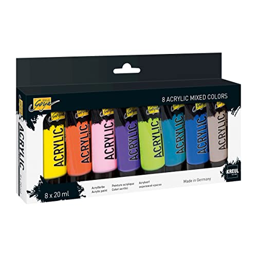 KREUL 84177 - Solo Goya Acrylic Set, 8 x 20 ml, Acrylfarbe in Studienqualität, trocknet schnell und gleichmäßig matt auf, wasserfest von KREUL