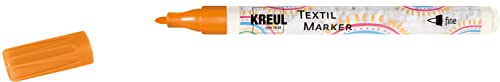 KREUL 90661 - Textil Marker fine, orange, mit unempfindlicher Faserspitze, Strichstärke circa 1 bis 2 mm, Stoffmalstift für helle Stoffe und Textilien, waschecht nach Fixierung von Kreul