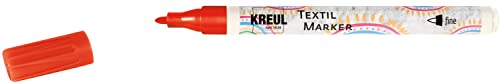 KREUL 90662 - Textil Marker fine, Rot, Strichstärke circa 1 bis 2 mm, Stoffmalstift für helle Stoffe & Textilien, waschecht nach Fixierung von Kreul
