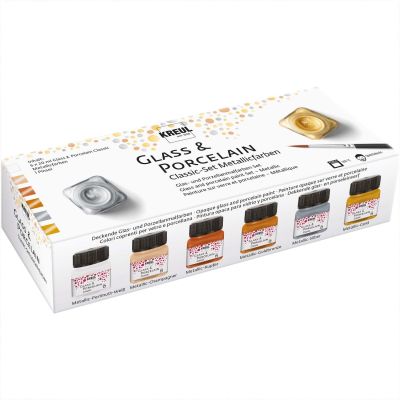 Glas- und Porzellanfarben Set Metallicfarben 6x20ml von KREUL