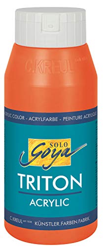 KREUL 17018 - Solo Goya Triton Acrylfarbe zinnoberrot, 750 ml Flasche, schnell und matt trocknend, Farbe auf Wasserbasis, in Studioqualität, vielseitig einsetzbar, gut deckend und ergiebig von Kreul