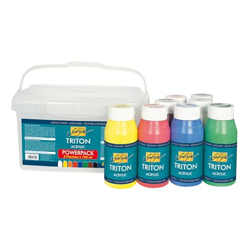 KREUL 17800 - Solo Goya Triton Acrylfarbe im Powerpack, Set mit 8 x 750 ml Farbe, in Studioqualität, vielseitig einsetzbar für Kunstakademie, Schule und Bühne, in praktischer Plastiktragebox KREUL 17800 - Solo Goya Triton Acrylfarbe im Powerpack, Set mit 8 x 750 ml Farbe, in Studioqualität, vielseitig einsetzbar für Kunstakademie, Schule und Bühne, in praktischer Plastiktragebox von Kreul