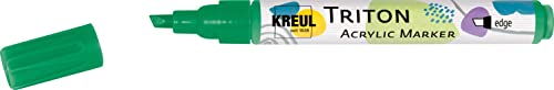 KREUL 17806 - Triton Acrylic Marker edge, permanentgrün, Keilspitze, Strichstärke circa 1 bis 4 mm, auf Wasserbasis, Acrylmarker zur Gestaltung von Papier, Holz, Stein und vielem mehr von Kreul