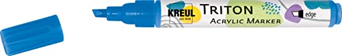 KREUL 17828 - Triton Acrylic Marker edge, primärblau, Keilspitze, Strichstärke circa 1 bis 4 mm, auf Wasserbasis, Acrylmarker zur Gestaltung von Papier, Holz, Stein und vielem mehr von Kreul