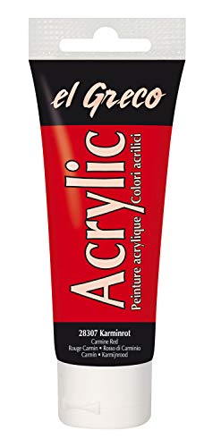 KREUL 28307 - El Greco Acrylic, 75 ml Tube in karminrot, hochpigmentierte, glänzende Acrylfarbe in Studienqualität, buttrig vermalbar, für pastose Malerei KREUL 28307 - El Greco Acrylic, 75 ml Tube in karminrot, hochpigmentierte, glänzende Acrylfarbe in Studienqualität, buttrig vermalbar, für pastose Malerei von Kreul