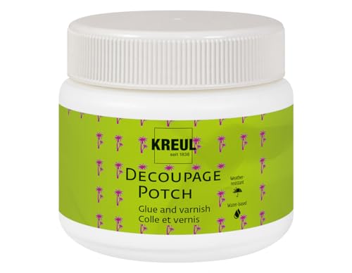 KREUL 48251 - Art Potch Decoupage Kleber und Lack seidenmatt, 150 ml, auf Wasserbasis, trocknet schnell und transparent von KREUL