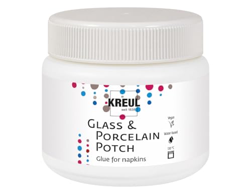 KREUL 49451 - Porzellan Potch, 150 ml Dose, transparenter Serviettenkleber und Lack für Gestaltungen auf Porzellan und Glas, auf Wasserbasis von Kreul