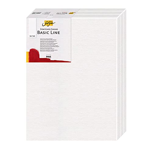 KREUL 634050 - Solo Goya Stretched Canvas Basic Line Keilrahmen 40 x 50 cm, 3er Set, mit Leinwand aus Baumwolle 4 fach grundiert, ideal für Öl, Acryl-und Gouachefarben von Kreul