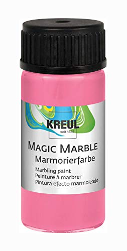 KREUL 73206 - Magic Marble Marmorierfarbe, 20 ml Glas in rosa, farbbrillante Tauchmarmorierfarbe für zufällige Musterungen und einzigartige Farbeffekte von Kreul