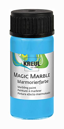 KREUL 73210 - Magic Marble Marmorierfarbe, 20 ml Glas in hellblau, farbbrillante Tauchmarmorierfarbe für zufällige Musterungen und einzigartige Farbeffekte von Kreul