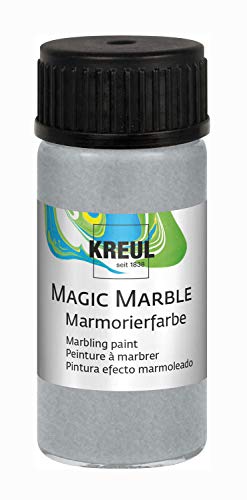 Kreul 73219 - Magic Marble Marmorierfarbe, 20 ml Glas in silber, farbbrillante Tauchmarmorierfarbe für zufällige Musterungen und einzigartige Farbeffekte von Kreul