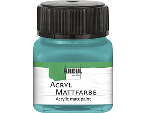 KREUL 75248 - Acryl Mattfarbe, türkis im 20 ml Glas, cremig deckende, schnelltrocknende Farbe auf Wasserbasis, für viele verschiedene Untergründe geeignet von Kreul
