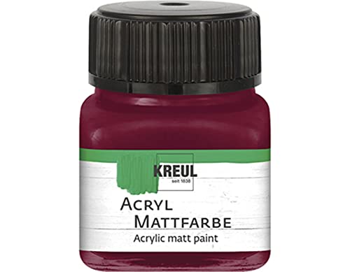 KREUL 75269 - Acryl Mattfarbe, weinrot im 20 ml Glas, cremig deckende, schnelltrocknende Farbe auf Wasserbasis, für viele verschiedene Untergründe geeignet von Kreul