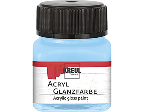 KREUL 79222 - Acryl Glanzfarbe, 20 ml Glas in hellblau, glänzend-glatte Acrylfarbe zum Anmalen und Basteln, auf Wasserbasis, speichelecht, schnelltrocknend und deckend von Kreul