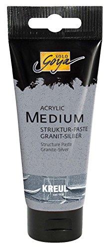 KREUL 85401 - Solo Goya Acrylic Medium, 100 ml Tube, Strukturpaste Granit Silber, pastose Spachtelmasse, trocknet seidenmatt und deckend auf von Kreul