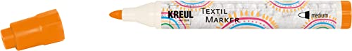 KREUL 90761 - Textil Marker medium, Orange, Strichstärke circa 2 bis 4 mm, Stoffmalstift für helle Stoffe & Textilien, waschecht nach Fixierung von Kreul