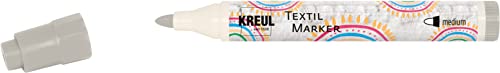 KREUL 90770 - Textil Marker medium, Grau, Strichstärke circa 2 bis 4 mm, Stoffmalstift für helle Stoffe & Textilien, waschecht nach Fixierung von Kreul