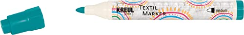 KREUL 90774 - Textil Marker medium, türkis, mit großer unempfindlicher Faserspitze, Strichstärke circa 2 bis 4 mm, Stoffmalstift für helle Stoffe und Textilien, waschecht nach Fixierung von Kreul
