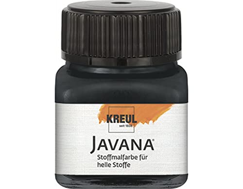 KREUL 90910 - Javana Stoffmalfarbe für helle Stoffe, 20 ml Glas in schwarz, geschmeidige Farbe auf Wasserbasis mit cremigem Charakter, dringt fasertief ein, waschecht nach Fixierung von Kreul