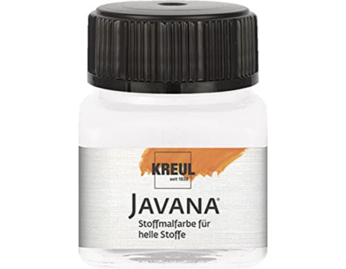 KREUL 90911 - Javana Stoffmalfarbe für helle Stoffe, 20 ml Glas in weiß, geschmeidige Farbe auf Wasserbasis mit cremigem Charakter, dringt fasertief ein, waschecht nach Fixierung von Kreul