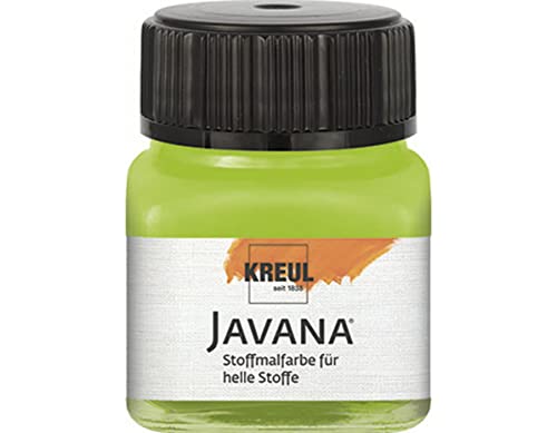 KREUL 90913 - Javana Stoffmalfarbe für helle Stoffe, 20 ml Glas in maigrün, geschmeidige Farbe auf Wasserbasis mit cremigem Charakter, dringt fasertief ein, waschecht nach Fixierung von Kreul