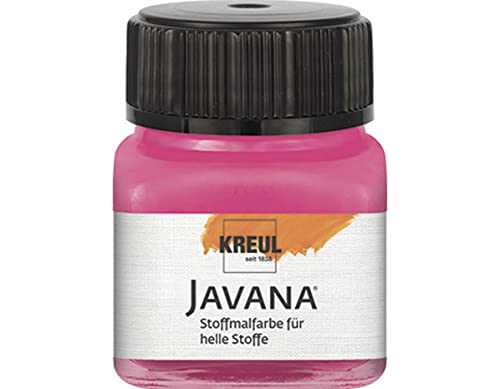 KREUL 90936 - Javana Stoffmalfarbe für helle Stoffe, 20 ml Glas in pink, geschmeidige Farbe auf Wasserbasis mit cremigem Charakter, dringt fasertief ein, waschecht nach Fixierung von Kreul