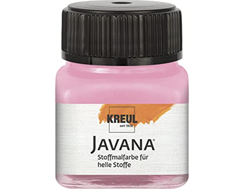 KREUL 90944 - Javana Stoffmalfarbe für helle Stoffe, 20 ml Glas in rosa, geschmeidige Farbe auf Wasserbasis mit cremigem Charakter, dringt fasertief ein, waschecht nach Fixierung von Kreul